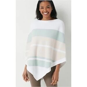 NEW Barefoot Dreams CozyChic Ultra‎ Lite Poncho Pink Multi Stripe. Free Beanie!
